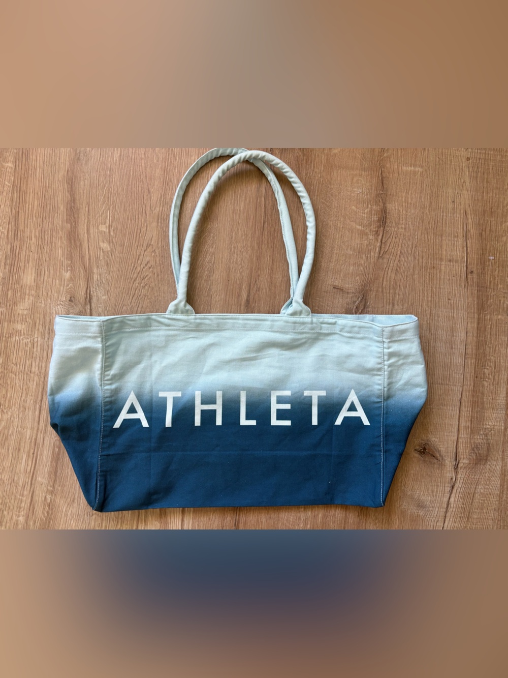 Athleta Light Blue to White Ombre Canvas Tote
